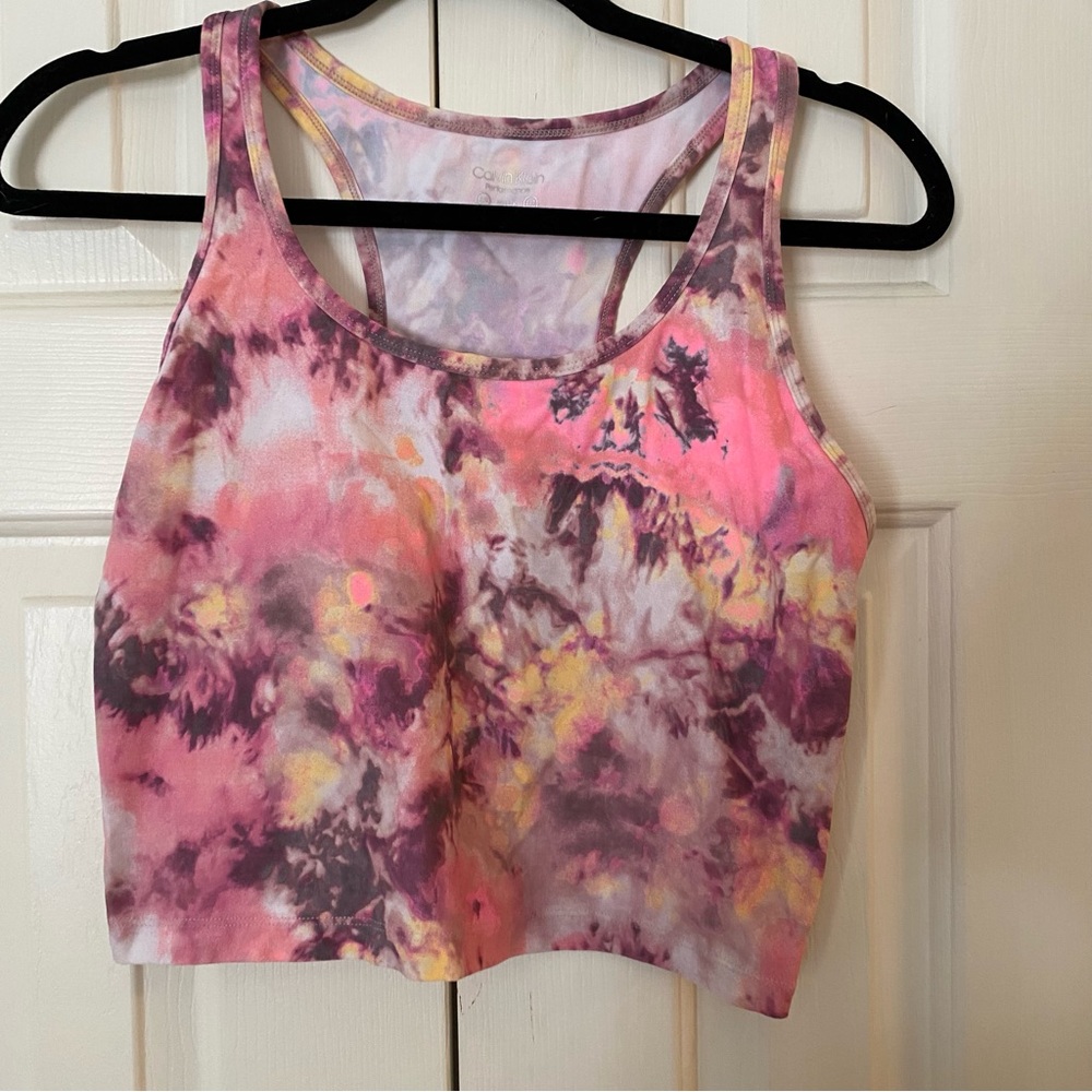 Calvin Klein performance tank top, pink pattern, size L, excellent condition